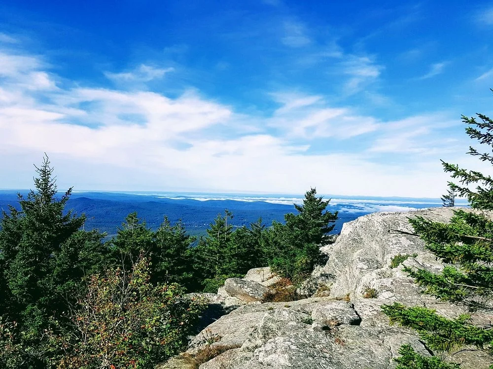 Rocky mountain view across the forests surrounding Mount Monadnock